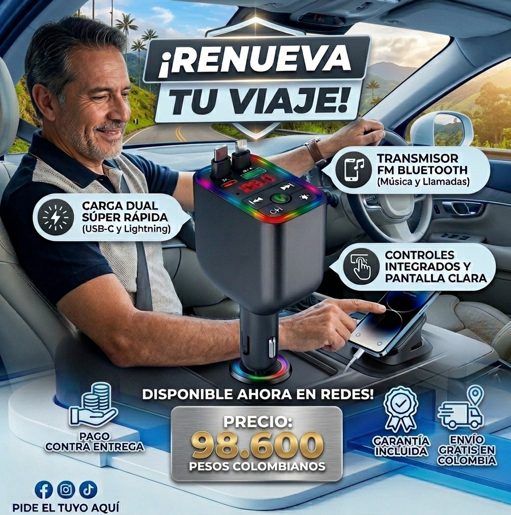 Cargador con Bluetooth para carro
