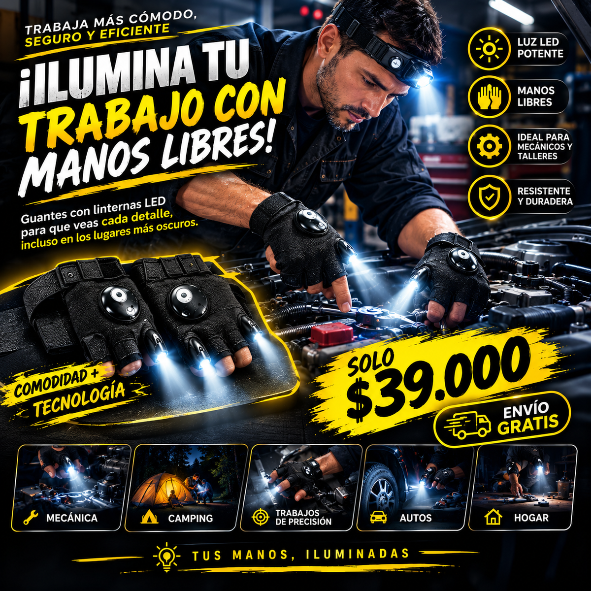 Guantes Tácticos con Linterna LED: Tu Tercera Mano en la Oscuridad