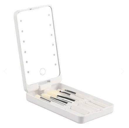Espejo Luz Led Con Brochas Rotacion 360