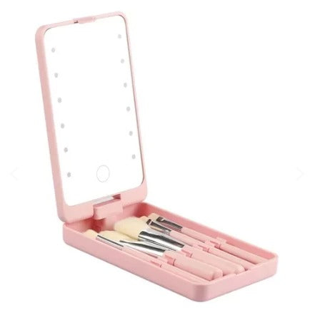 Espejo Luz Led Con Brochas Rotacion 360